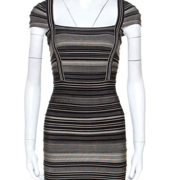HERVE LEGER STRIPE "SANDRA" Bandage Dress - Picture 3 of 6